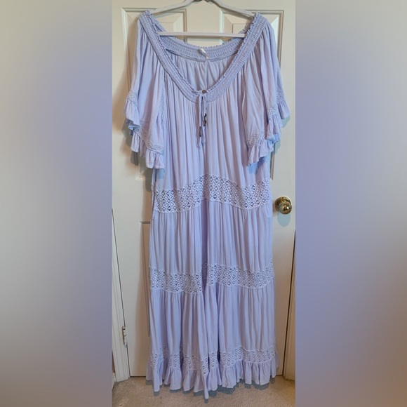 Free People maxi dress. EUC, size XL. Light periwinkle blue gauze. - Picture 3 of 8